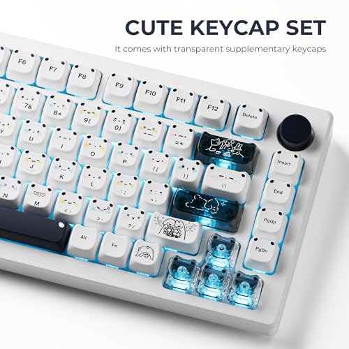 GMKWTL XVX Cute PBT Keycaps, Mao Profile White Puppies Keyboard Keycaps, 154 Keys Keycap Sets with Transparent Key caps Compatible with 65% 75% 96% 100% Cherry Gateron MX Switches Mechanical - Image 2
