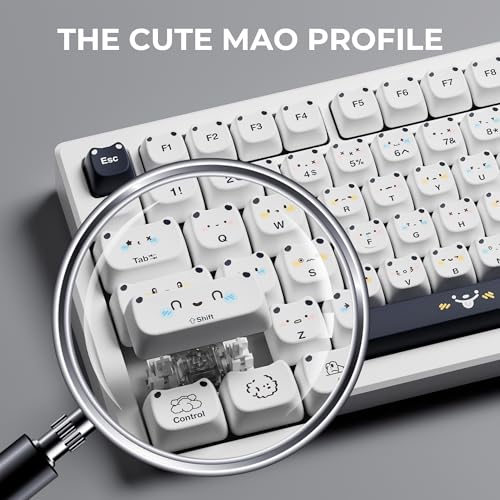 GMKWTL XVX Cute PBT Keycaps, Mao Profile White Puppies Keyboard Keycaps, 154 Keys Keycap Sets with Transparent Key caps Compatible with 65% 75% 96% 100% Cherry Gateron MX Switches Mechanical - Image 5