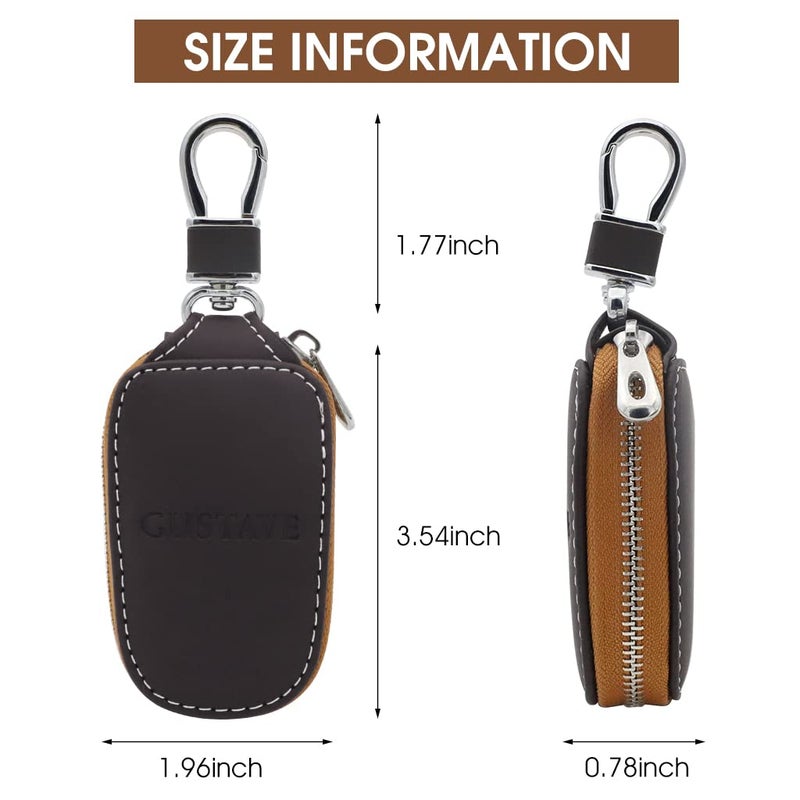 GUSTAVE® Car Key Case, Smart Key Holder Protection PU Leather Car Key Chain Bag Car Smart Keychain Coin Holder Auto Remote Keyring Wallet - Image 5