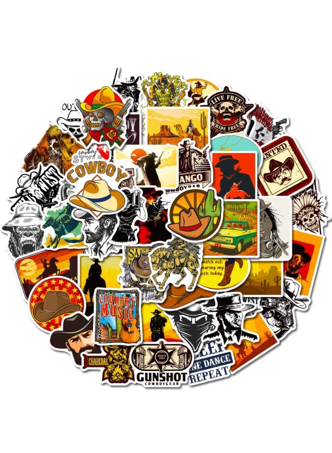 NIBEMINENT 50 Pcs Western Elements Deco Kit Waterproof Stickers, High Definition Printing Bright Colors, Suitable for Laptop Skateboard Luggage Water Bottle Guitar DIY - Image 1