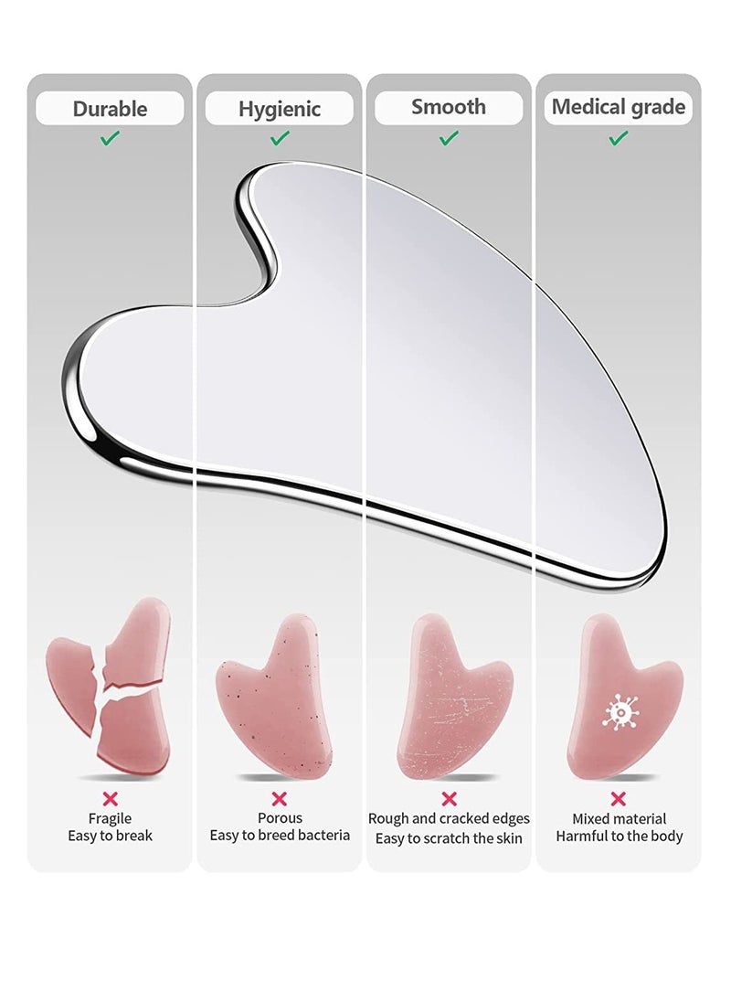 SUNSAR Stainless Steel Gua Sha Facial Massager, Skin Tightening Beauty Tool for Body Eyes Neck Massager  - Image 4