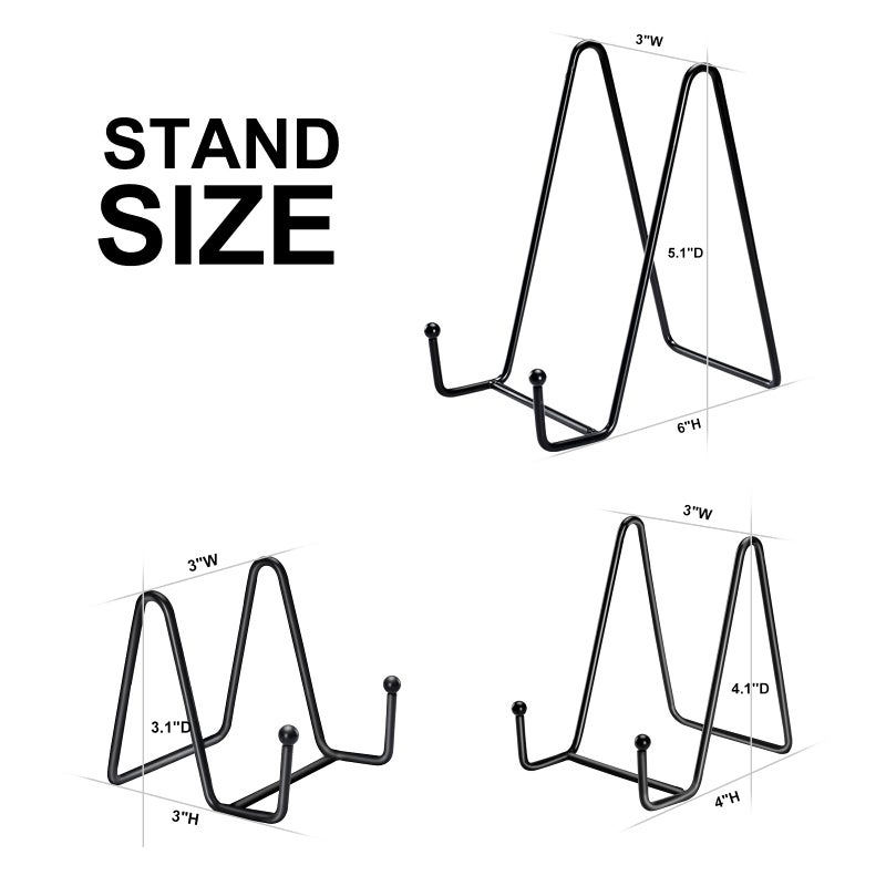 Kruodop 12 Pack Plate Stands For Display  6 Inch 4 Inch 3 Inch Plate Holder Display Stand  3 Size Metal Frame Holder Stands For Book  Pictures  Photo Easel  Tabletop Art - Image 2