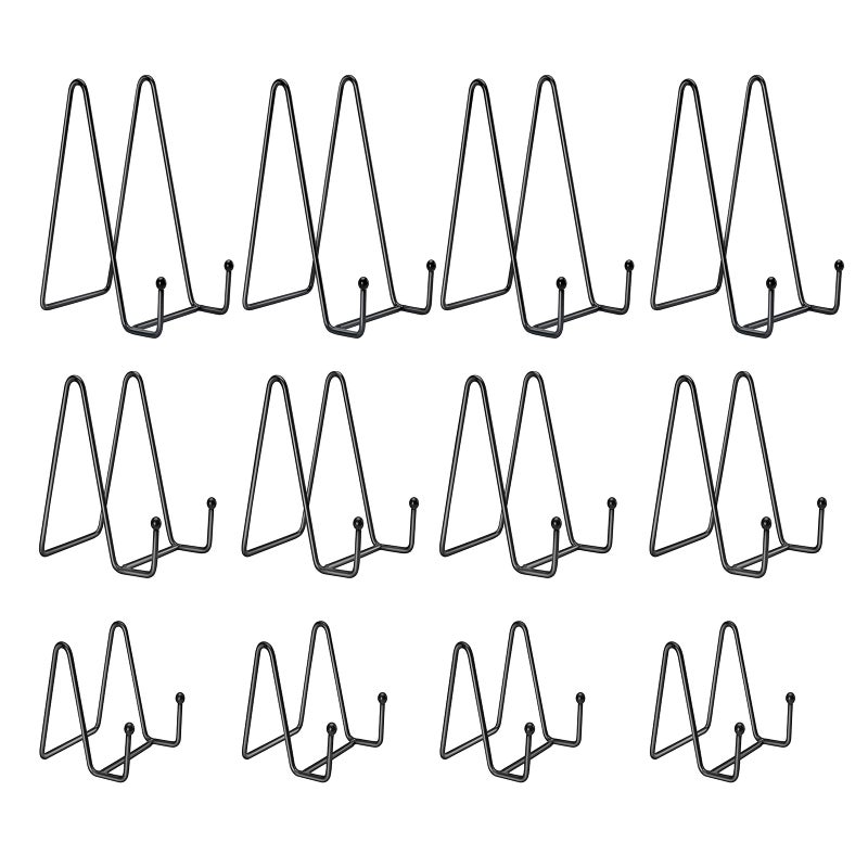 Kruodop 12 Pack Plate Stands For Display  6 Inch 4 Inch 3 Inch Plate Holder Display Stand  3 Size Metal Frame Holder Stands For Book  Pictures  Photo Easel  Tabletop Art - Image 1