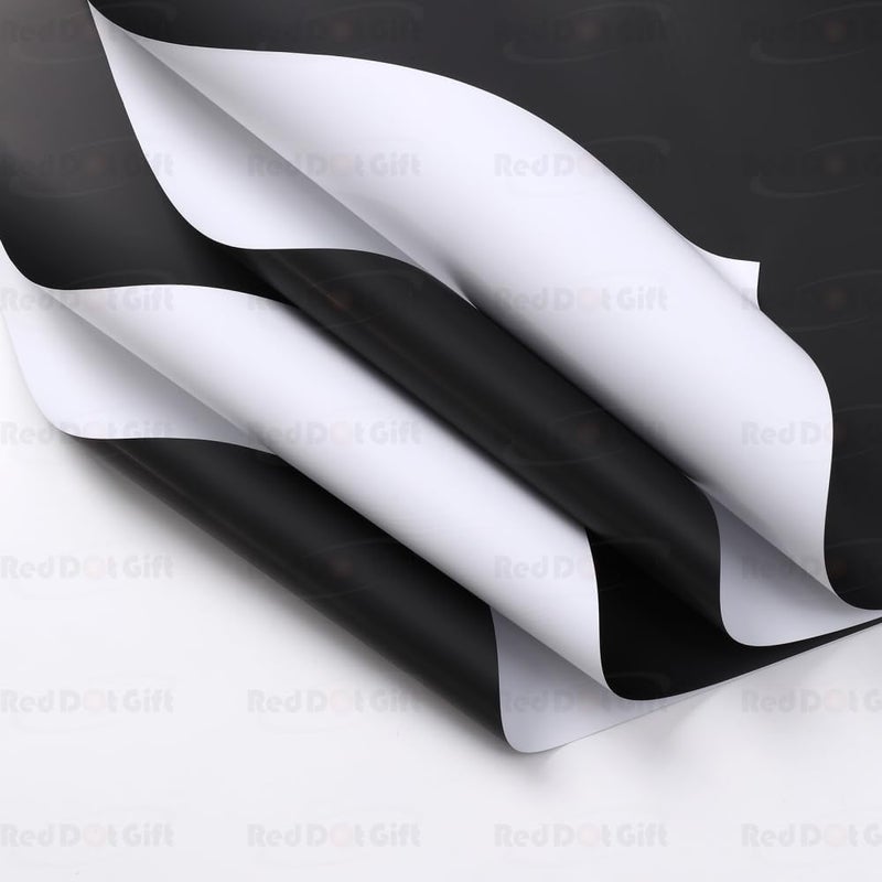 Red Dot Gift REDDOTGIFT Pack of 20 Sheets Gift Wrapping Paper 57x57cm, Double Face Flower Wrap Paper Waterproof Floral Bouquet Packing Paper DIY Craft Gift Packing (30# WHITE + BLACK) - Image 3