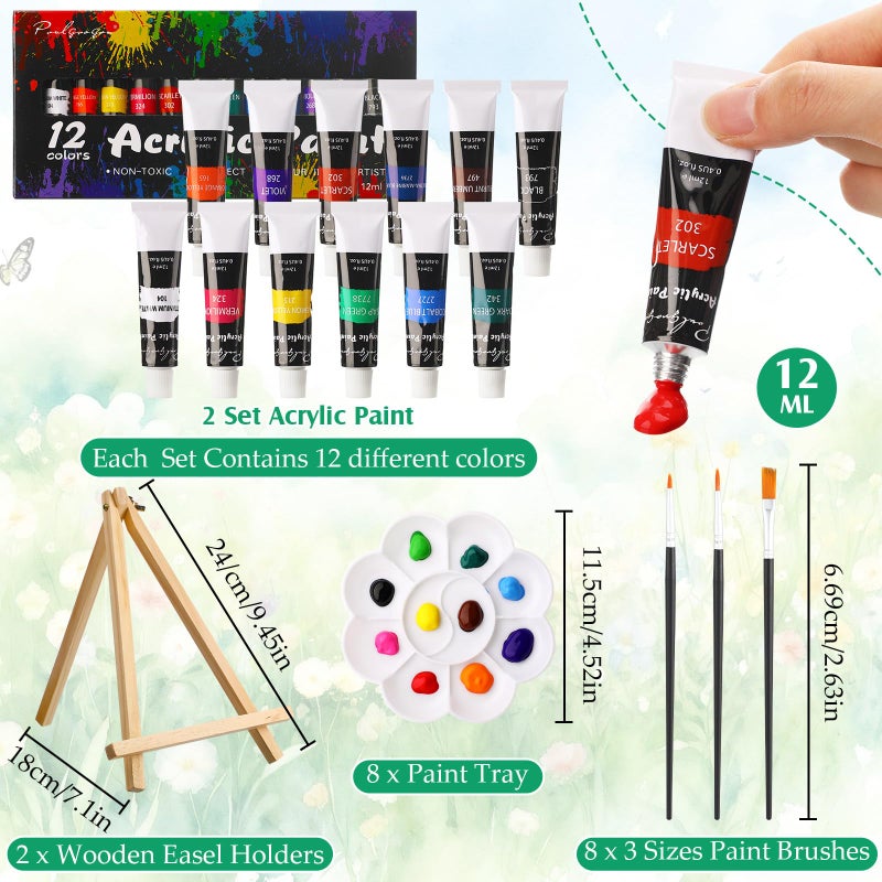 Cholemy 36 Pcs Valentine Paint and Sip Kit for Adults 8''x10'' Pre Drawn Canvas for Painting DIY Afro Acrylic Painting Kit Wood Easel Brushes Date Night Bulk for Party Gifts(Animal) - Image 3