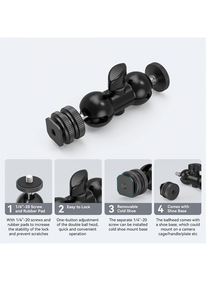 SmallRig Cool Ballhead, Multi-Function Double Ball Dead Adapter with Shoe Mount & 1/4" Screw for Monitors Led Light Microphone - 1135 - Image 2