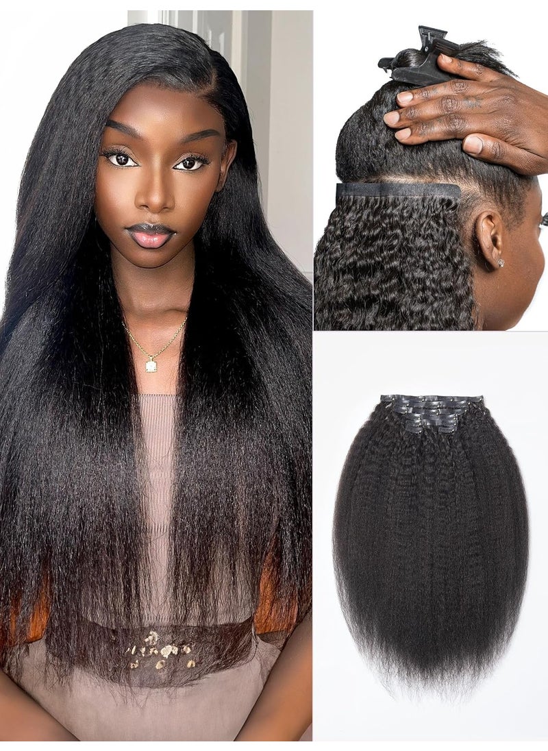 LUVME HAIR - LUVME HAIR Clip in Hair Extensions Kinkystraight Human Hair Fullness with 1 Pack 18inch 135g 9pcs Invisible Clip in Hair Extensions Human Hair - Image 1