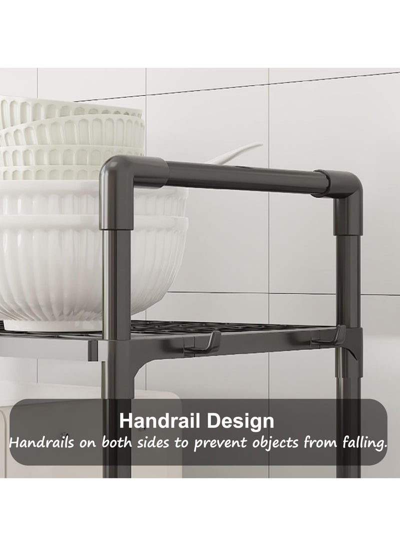 Arabest Kitchen Shelving Unit, Storage Shelves Organizer with Side Hooks, Storage Rack, Storage Organizer Shelves, Multifunctional Storage Rack Stand for Kitchen, Closet, Bathroom, Laundry (White) - Image 2