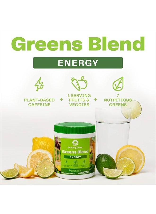 Amazing Grass - Green Superfood Energy: Smoothie Mix, Super Greens Powder & Plant Based Caffeine with Green Tea and Flax Seed, Nootropics Support, Lemon Lime, 100 Servings - Image 1