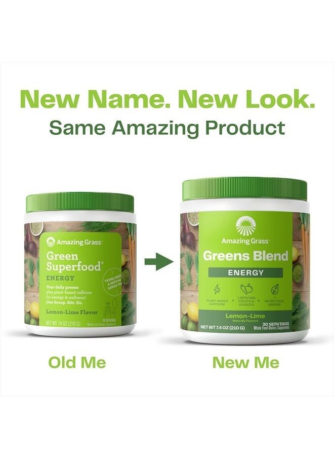 Amazing Grass - Green Superfood Energy: Smoothie Mix, Super Greens Powder & Plant Based Caffeine with Green Tea and Flax Seed, Nootropics Support, Lemon Lime, 100 Servings - Image 1