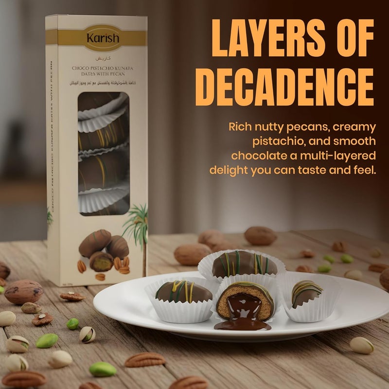 Karish Choco Date Pistachio Kunafa 150g – Nutty Gourmet Delight with Premium Chocolate & Dates - Arabic Dessert Bar - Image 4