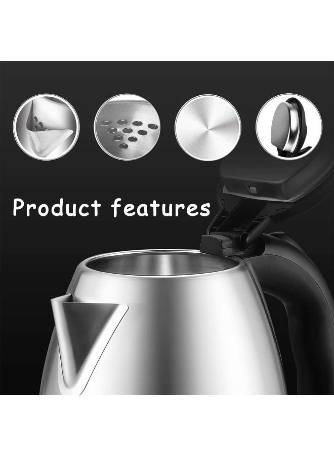 صني غلاية كهربائية من الفولاذ SUNNY SN-007، سعة 2.0 لتر، 2000 واط، هيكل من الفولاذ المقاوم للصدأ، إيقاف تشغيل تلقائي، حماية من الجفاف، قاعدة دوارة 360 درجة - فضي/أسود - Image 5