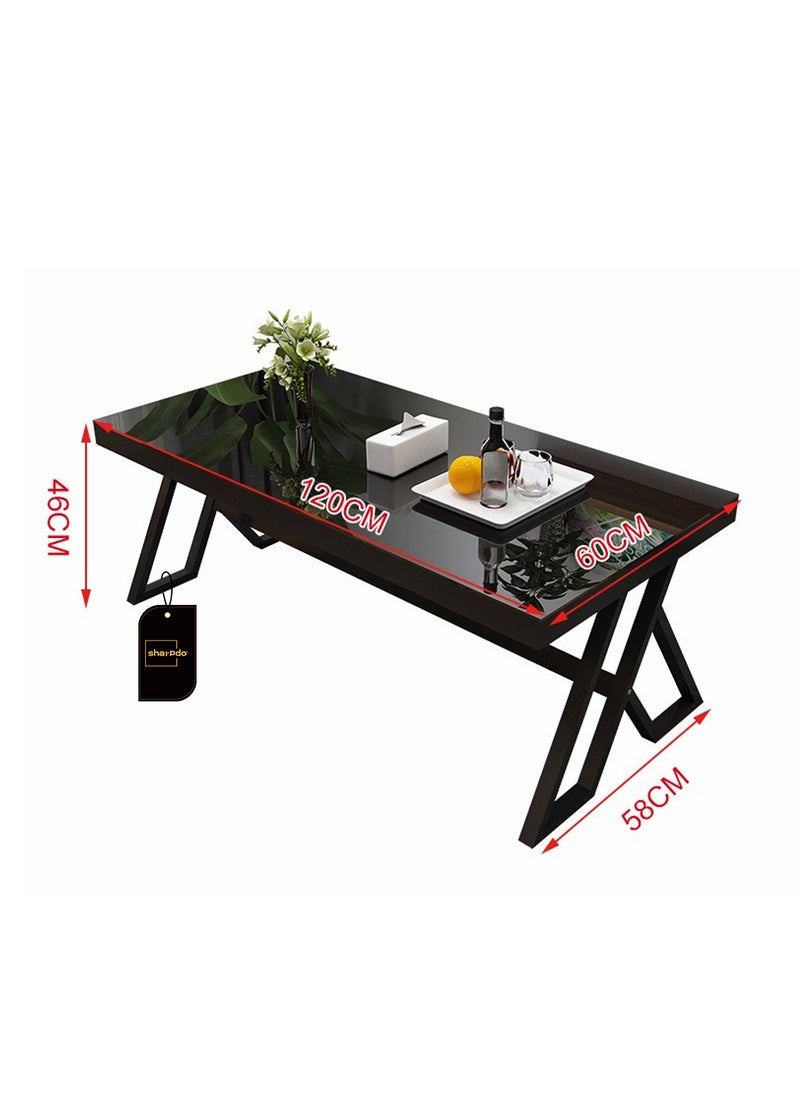 Sharpdo Simple Tempered Glass Coffee Table Black Tea Table 60*120*46CM  - Image 5