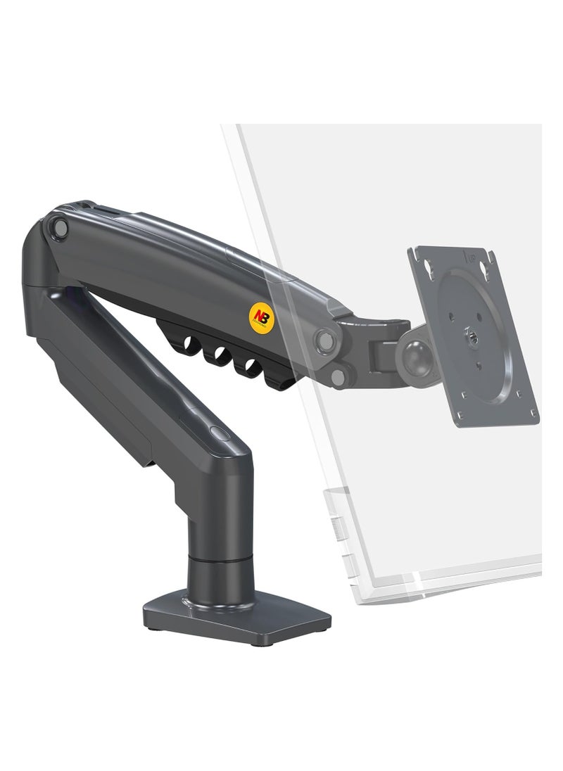 Generic Adjustable Gas Spring Monitor Arm – Single Display Arm for 17–30 Inch Screens – Load 2–9 kg – VESA 75x75 / 100x100 – Clamp & Grommet Mount – Matte Charcoal 