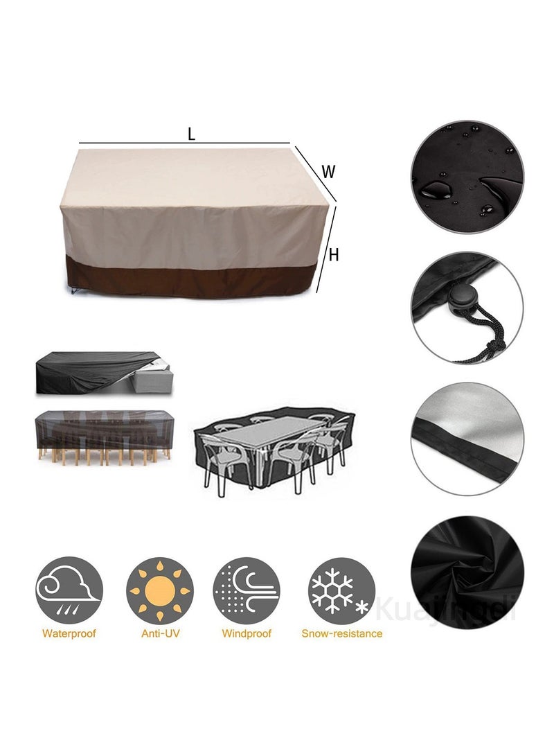 Kuajingdi Patio Waterproof Furniture Covers, Outdoor Lawn Dust Windproof Rain Sofa Table Chair Beige Protection  - Image 5