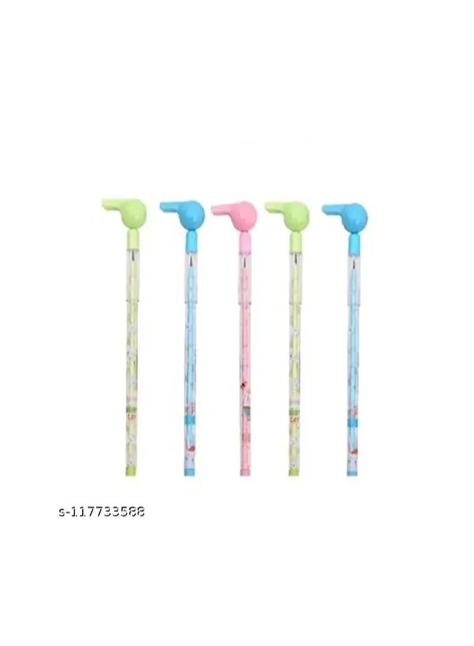 Generic 4-piece multi-headed pencil case with blowpipe toy cap - Image 1