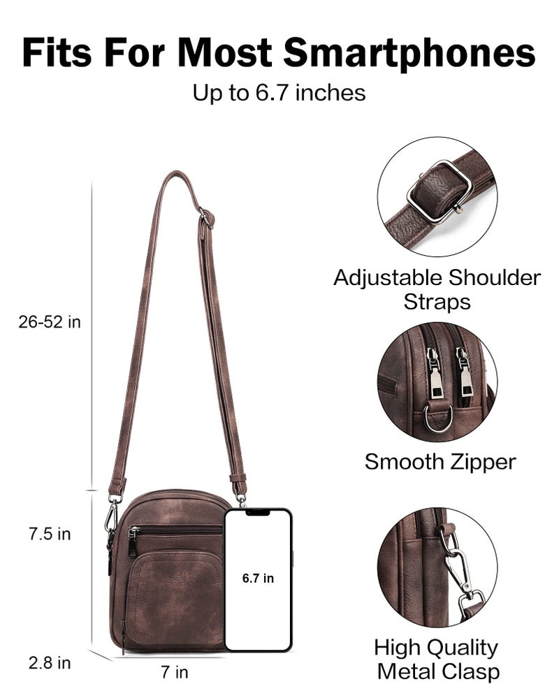 FADEON Small Purses for Women Crossbody Bags, Designer PU Leather Mini Cross Body Purse Travel Shoulder Bag Card Slots - Image 4