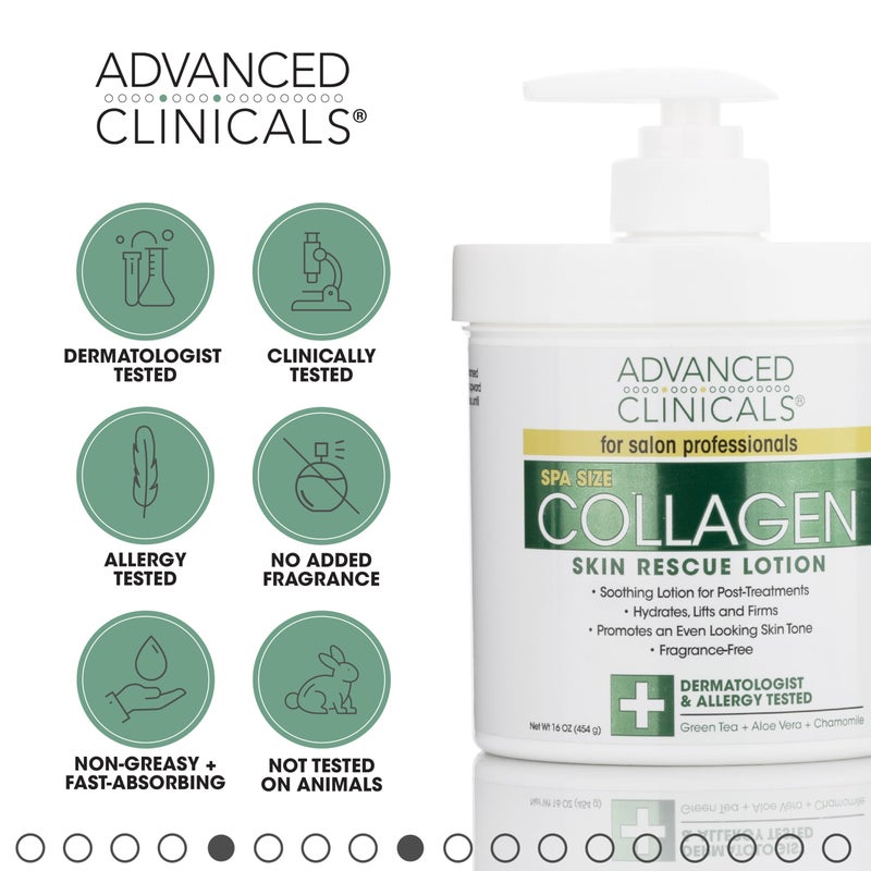Advanced Clinicals Collagen Cream Body Lotion & Face Moisturizer | Skincare Anti Aging Collagen Lotion For Women, Men, Hand, & Neck Improves Look Of Crepe Skin & Uneven Dry Skin, 16Oz + Travel Size - Image 5