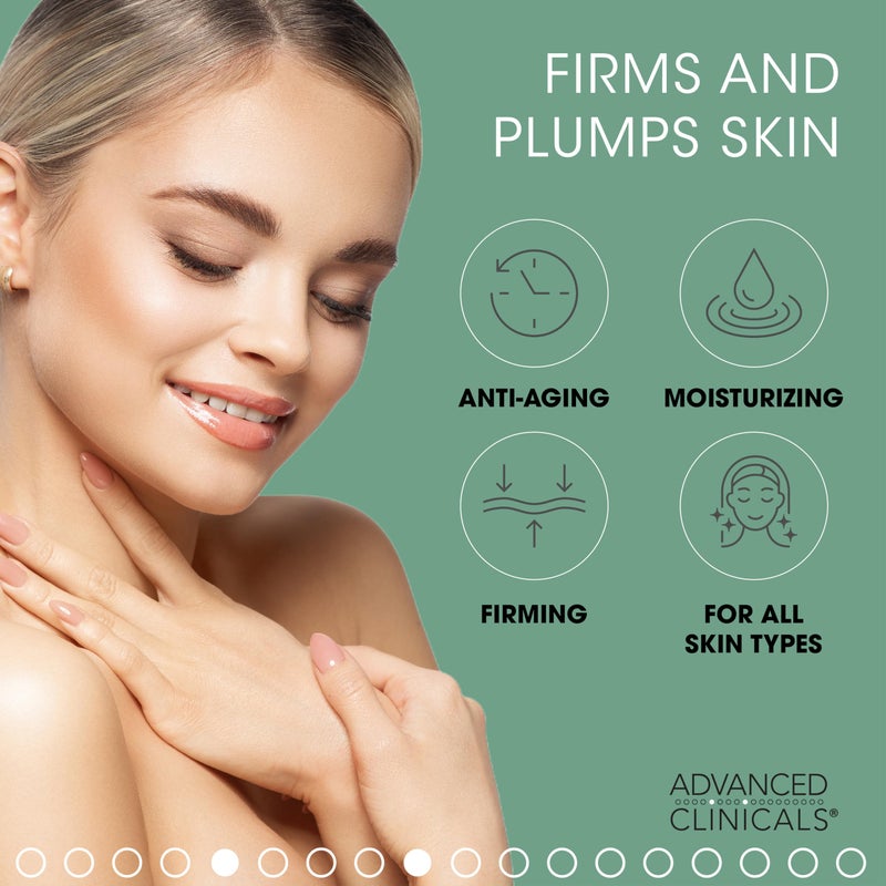 Advanced Clinicals Collagen Cream Body Lotion & Face Moisturizer | Skincare Anti Aging Collagen Lotion For Women, Men, Hand, & Neck Improves Look Of Crepe Skin & Uneven Dry Skin, 16Oz + Travel Size - Image 4