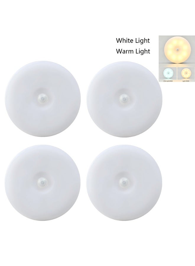 4Pcs Rechargeable Motion Sensor Night Light, Cordless LED Night Light with USB Cables and Magnetic Patch, Wireless Wall Lamp, 2 Color Mode Warm/White for Bedroom, Stairs, Bathroom,Hallways,Garage, Wardrobe - Image 1