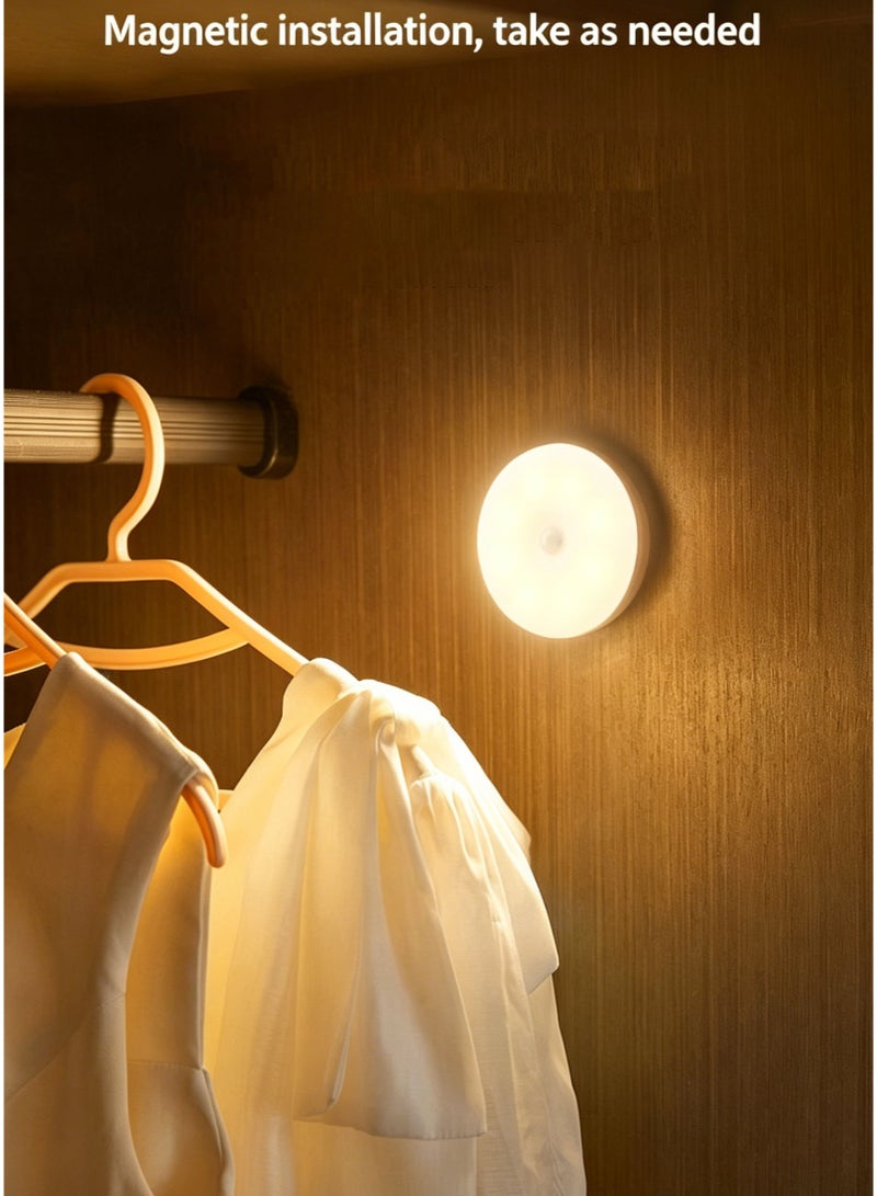 4Pcs Rechargeable Motion Sensor Night Light, Cordless LED Night Light with USB Cables and Magnetic Patch, Wireless Wall Lamp, 2 Color Mode Warm/White for Bedroom, Stairs, Bathroom,Hallways,Garage, Wardrobe - Image 4
