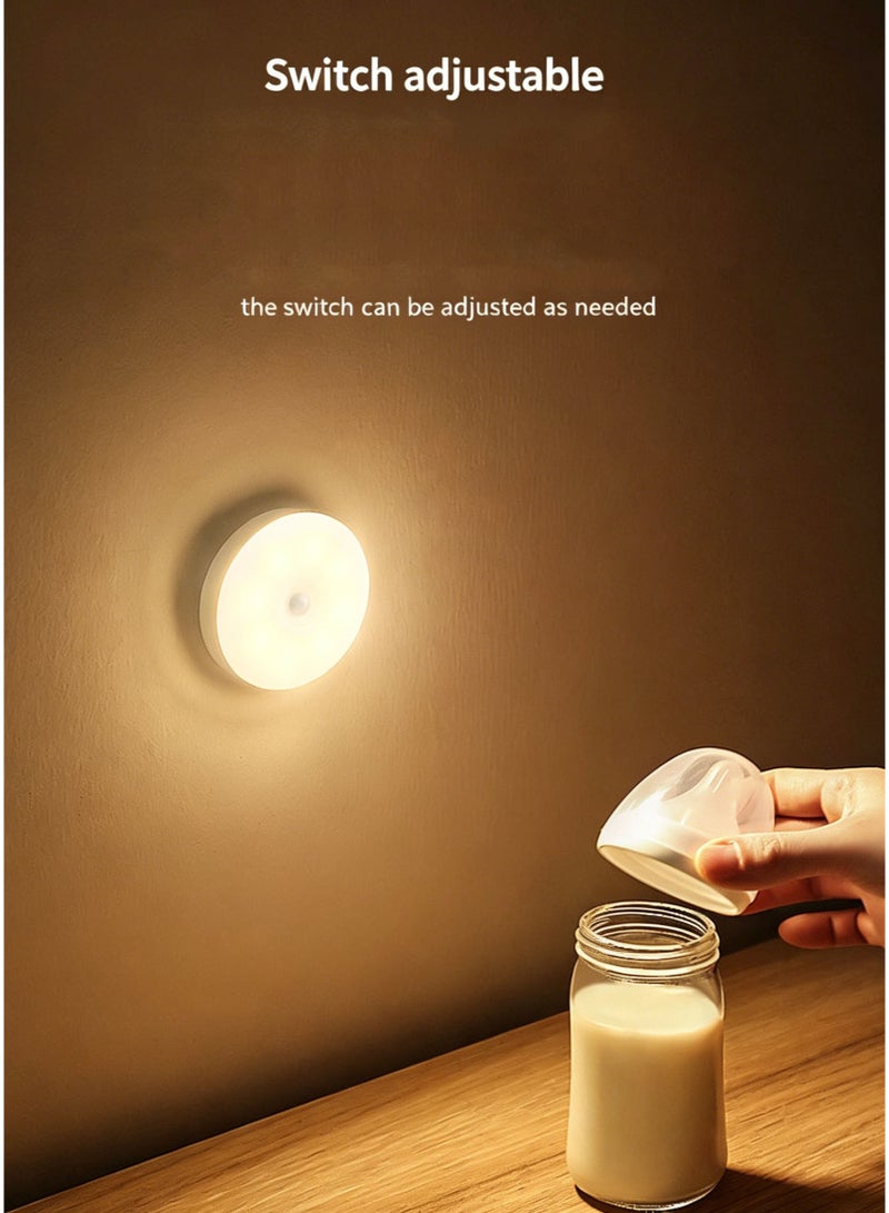 4Pcs Rechargeable Motion Sensor Night Light, Cordless LED Night Light with USB Cables and Magnetic Patch, Wireless Wall Lamp, 2 Color Mode Warm/White for Bedroom, Stairs, Bathroom,Hallways,Garage, Wardrobe - Image 5