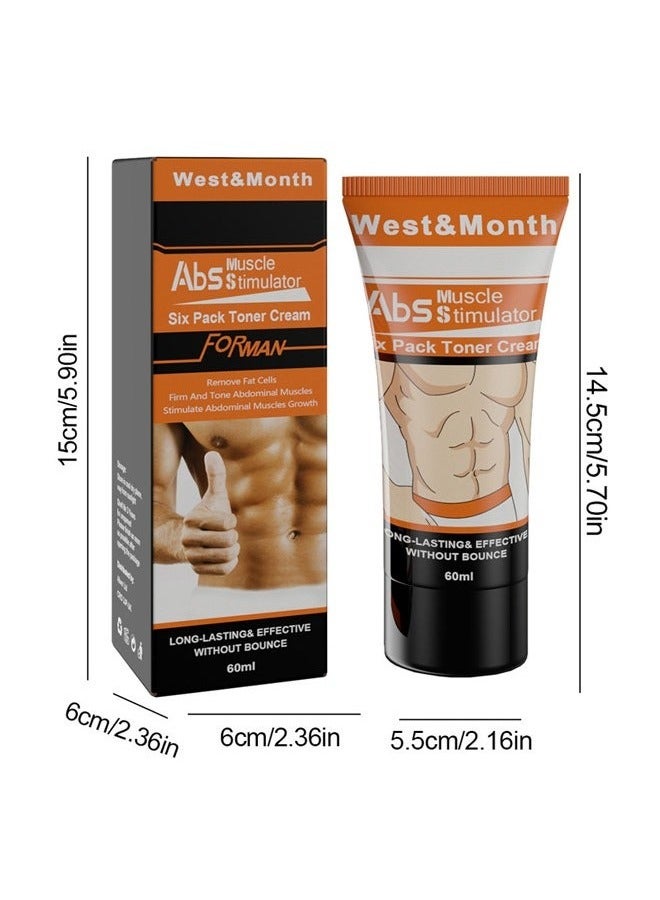 West&Month Abs Muscle Stimulator，Six Pack Toner Cream，Hot Cream for Belly, Waist, and Buttocks-Slimming and Fat Burning Cream for Men - Moisturizing, Firming, Cellulite Reduction, and Weight Loss Solution - Image 1