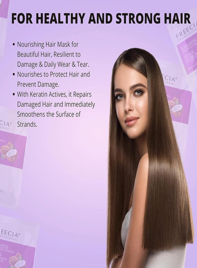 FREECIA Professional Keratin Treatment Premium Mask for Dry & Frizzy Hair with Virgin Coconut Oil, Anti-Dandruff, 3 Minute Hair Repair at Home, Moisturizing & Smoothing Cream, Frizz Control, All Hair Types - 50ml - Image 5
