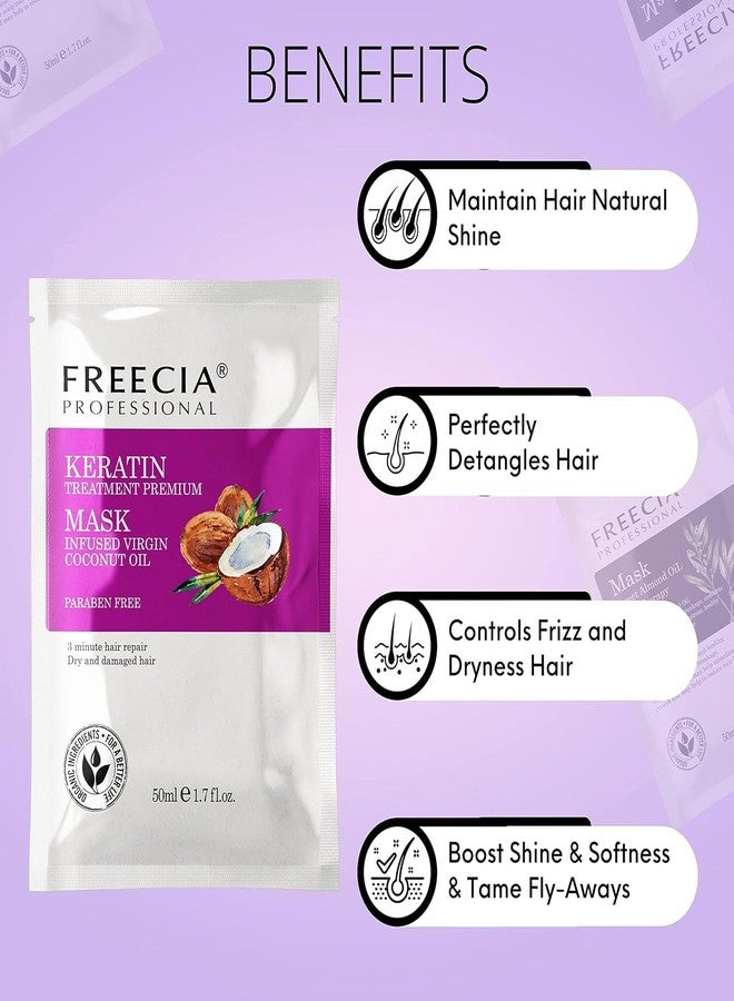 FREECIA Professional Keratin Treatment Premium Mask for Dry & Frizzy Hair with Virgin Coconut Oil, Anti-Dandruff, 3 Minute Hair Repair at Home, Moisturizing & Smoothing Cream, Frizz Control, All Hair Types - 50ml - Image 2