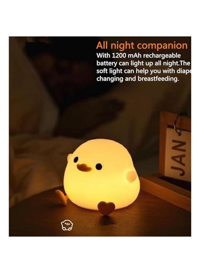 Gonice Duck Night Light for Kids,Soft Silicone Cute Night Lamp for Kids Room,Touch Control Dimming,USB Rechargeable Portable Night Light,Gifts for Boys & Girls - Image 2