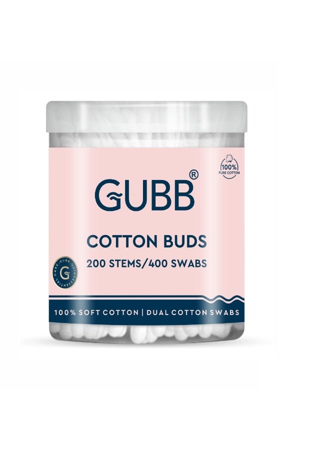 GUBB Paper Stick Cleaning Cotton Ear Buds Swabs for with Safety Tip 200 Sticks - Image 1