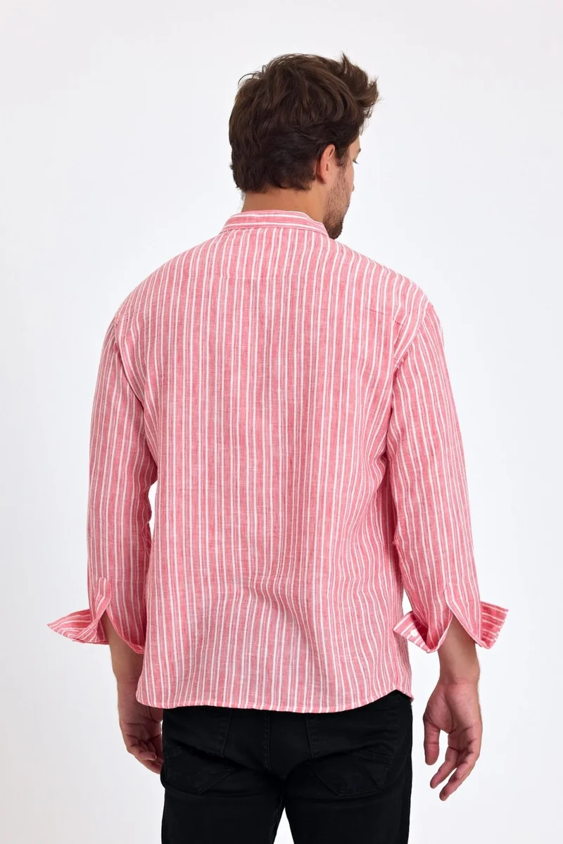 Cool Tarz Cool Style Men's Mandarin Collar Linen Blend Regular Fit Shirt
