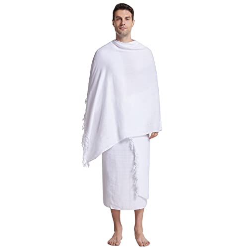 MioCloth 2 Pcs Ihram Clothing for Men Hgjj Umrah, Soft Lightweight Wrap Set Clothing Ihram Ahram Ehram Saudi Dress - Image 1