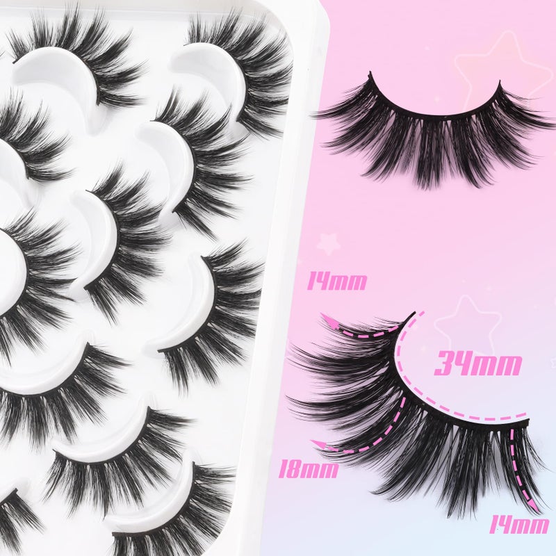 Losha False Eyelashes 10 Pairs Wispy Faux Mink Lashes Soft 3D Volume Fake Eyelashes Handmade Reusable False Lashes Dramatic Long Eye Lashes Pack (Glam) - Image 3
