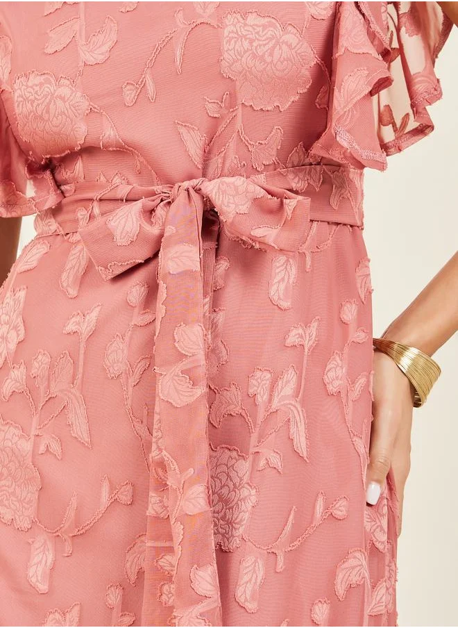 ستايلي Burnout Texture Self Tie Up A-Line Dress