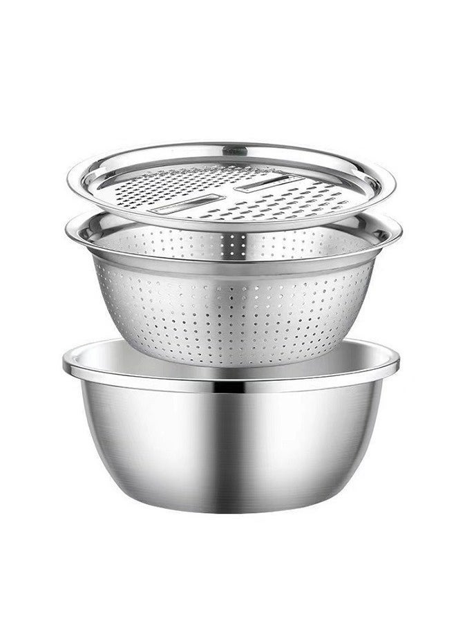 RollsTimi  3-Piece Stainless Steel Multifunctional Grater Set Scouring Rice Sieve Grater Kitchen Drain Sink  - Image 3