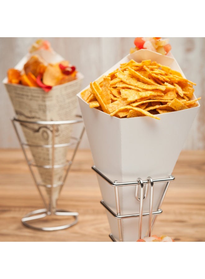 Restaurantware أقماع الطعام البيضاء الصديقة للبيئة من كونتيك 10 بوصات مع جيب غمس مدمج: مثالية للمقبلات - مخروط ورقي آمن للطعام - يمكن التخلص منه وقابل لإعادة التدوير - 100 قطعة - Image 3