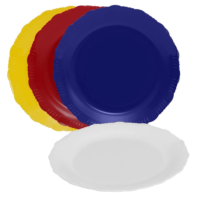 Cutting EDGE Cutting EDGE Round Colorful Set of Dinner Plates for Families Kids Special Daily Use Parties Unbreakable Microwave Safe Dishwasher Safe Set of 4 - Image 1