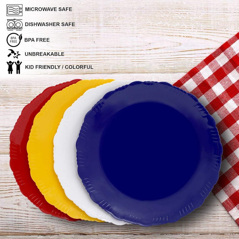 Cutting EDGE Cutting EDGE Round Colorful Set of Dinner Plates for Families Kids Special Daily Use Parties Unbreakable Microwave Safe Dishwasher Safe Set of 4 - Image 2