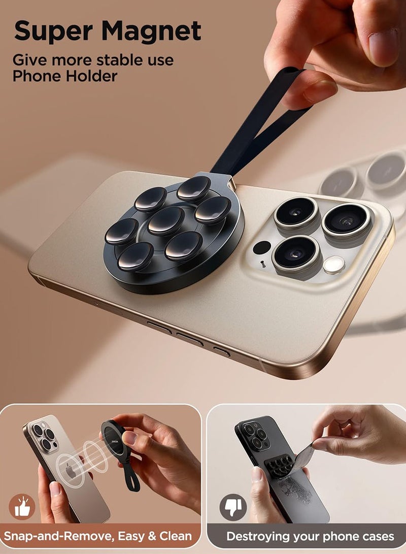مويكسين حامل هاتف مغناطيسي، حامل هاتف سيليكون مغناطيسي، حامل هاتف لهاتف iPhone وAndroid، حامل هاتف بدون استخدام اليدين في المرآة للاستحمام، أسود - Image 4