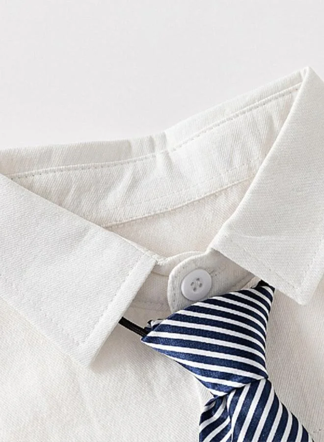 YUNIQEE White Collared Long Sleeve Solid Shirt