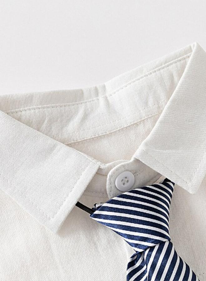 يونيكي White Collared Long Sleeve Solid Shirt - Image 4