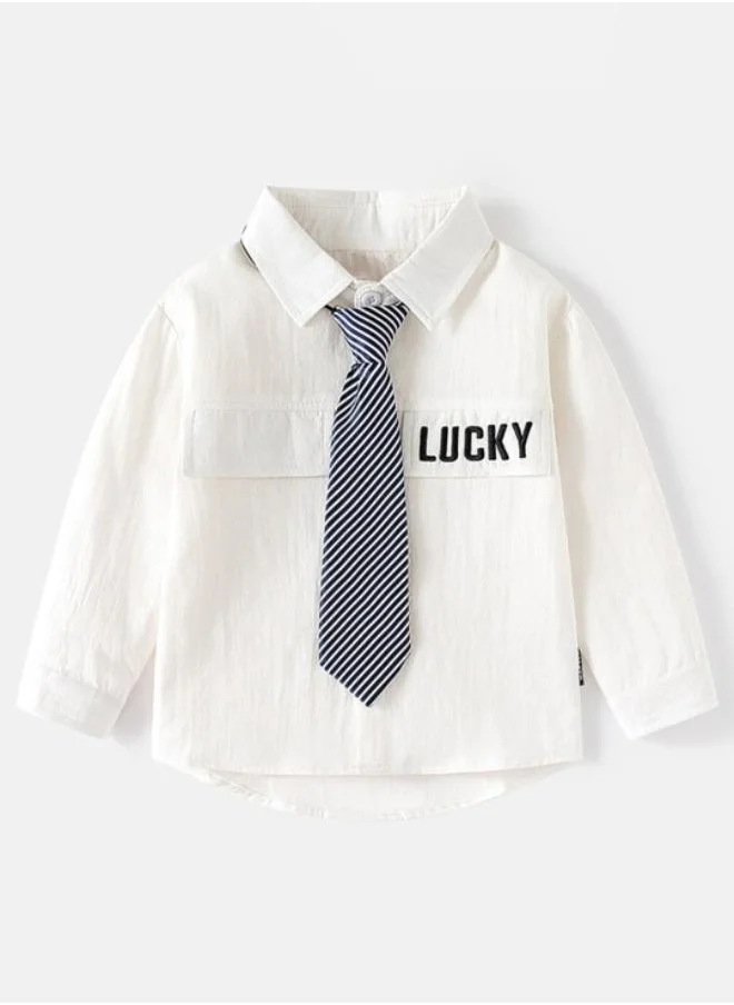 YUNIQEE White Collared Long Sleeve Solid Shirt