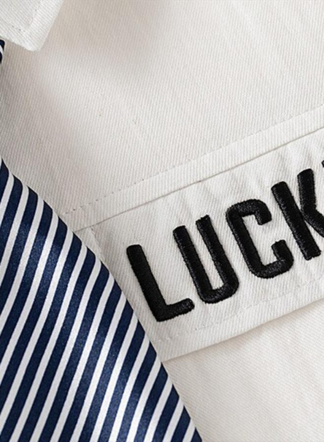 يونيكي White Collared Long Sleeve Solid Shirt - Image 3