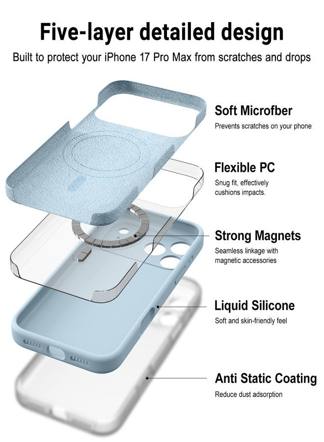 OTOFLY Magnetic for iPhone 17 Pro Max Case,Compatible with Magsafe,Classic Liquid Silicone Mobile Phone Case,Integrated Camera Control Button,Anti-Scratch Microfiber Lining, Baby Blue - Image 3