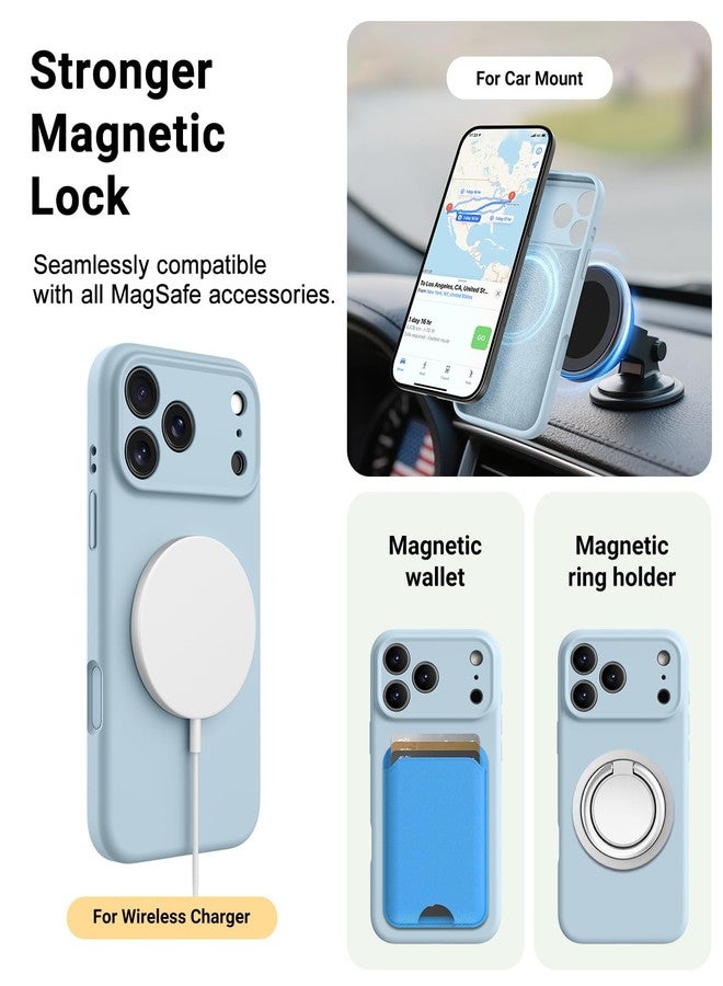 OTOFLY Magnetic for iPhone 17 Pro Max Case,Compatible with Magsafe,Classic Liquid Silicone Mobile Phone Case,Integrated Camera Control Button,Anti-Scratch Microfiber Lining, Baby Blue - Image 5