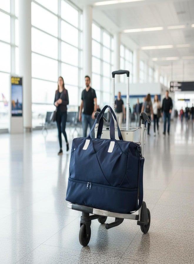 Handcuffs Duffle Bag for Men & Women | Waterproof Gym Bag with Shoe Compartment, Adjustable Shoulder Strap & Wet Pockets | Travel | Workout | Overnight & Weekend Duffel Bags | Trolley Sleeves (Navy) - Image 5
