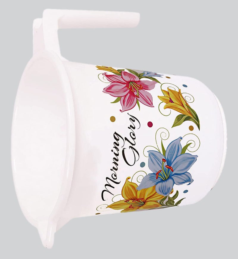 Kuber Industries Heart Home Printed 3 Pieces Plastic Bucket, Mug & Stool Set (White) - Image 2