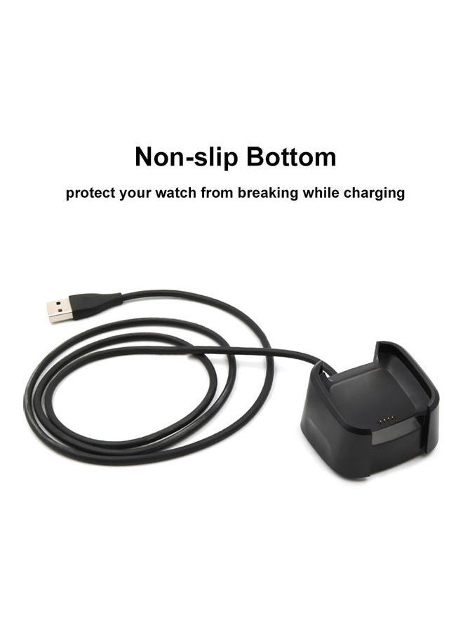 NIBEMINENT - USB Charging Cable For Fit-bit Versa Smart Watch Black - Image 1