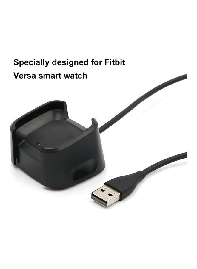 NIBEMINENT - USB Charging Cable For Fit-bit Versa Smart Watch Black - Image 1